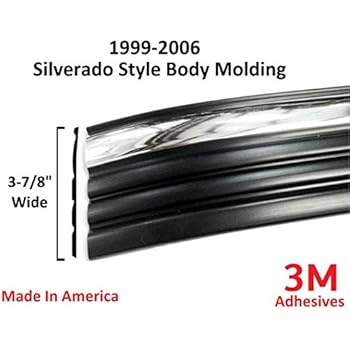 Automotive Authority Chrome/Black Side Body Trim Molding for 1999-2006 Chevy Silverado - 3 7/8