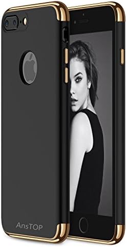 iPhone 7 Plus Case, AnsTOP 3 In 1 Ultra Thin and Slim Anti-Scratch Protective Hard Case Coated Non Slip Matte Surface with Electroplate Frame for Apple iPhone 7 Plus-Black