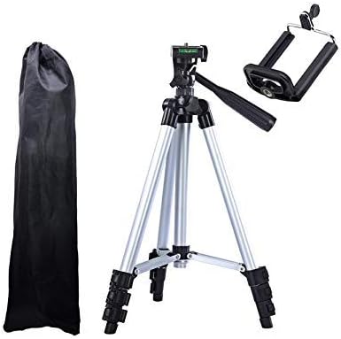 SRYL JIKRA 3110 Portable and Foldable Camera -Tripod with Mobile Clip Holder Bracket, Stand with 3-Dimensional Head 150 gm (Black)