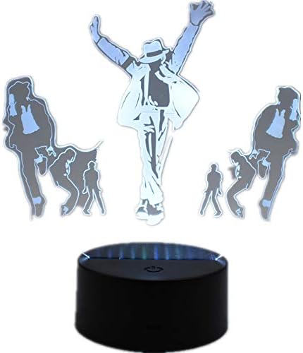 Music Dancer Michael Jackson Creative Night Light 3D LED Home Office Decoration Bedside Lamp Touch Remote Control 16 Color Acrylic USB/Battery Creative Gifts (Michael Jackson)