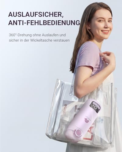 Comfyer BW02 Upgrade Portable Bottle Warmer on the Go for Baby & Family Quick Heating with 16000 mAh Battery, Integrated Steriliser, Baby Milk / Water Warmer for On the Go / Home, 500 ml