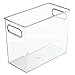 mDesign Plastic Tall Food Storage Organization Container Bin with Handles for Kitchen, Pantry, Cabinet, Fridge/Freezer, Countertop - Organizer for Snacks/Appliances, Ligne Collection, Clear