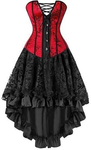 Amazon Co Jp S 6xl対応 オーバーバスト バーレスク コルセットドレス コルセットスカート セット セクシー 衣装 ブラック レッド 大きいサイズ有 ホビー