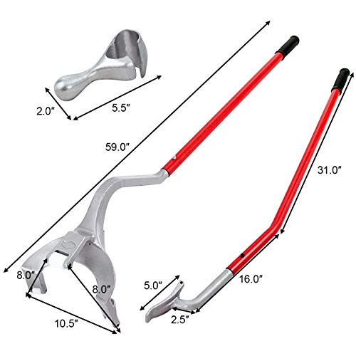 Goplus Steel Changer, 17.5" to 24" Mount Demount Kit, Manual Tubeless Truck Bead Breaker Tire Changing Tool, Red