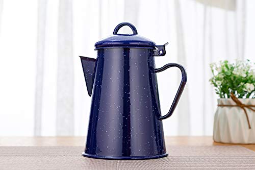 Xena Enamelware Stainless Steel Blue Speckled Coffee Percolator Camping Outdoor 100% BPA Free Metal Cookware, 1.2L Liter 5 Cup 8.5 x 6 Inch BBQ Hunting Accessories Bar BQ Backpacking Gear