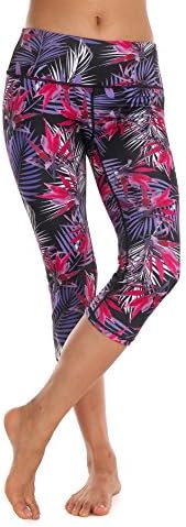 ZEROGSC Women’s Yoga Pants - Workout Running Tummy Control Stretch Power Flex Long/Capris Leggings (YPW104-Tropical-X-Large)