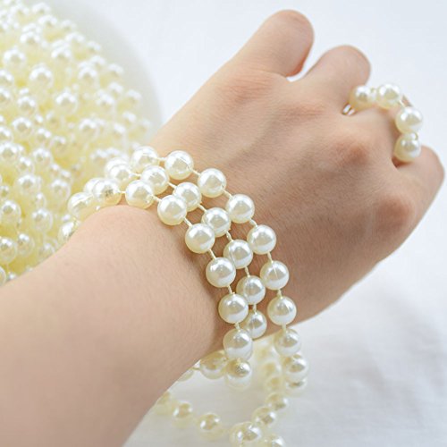 BoJia 10 mm Large Ivory Pearls Faux Crystal Beads by The Roll for Flowers Wedding Party Decoration - Thumbnail 3