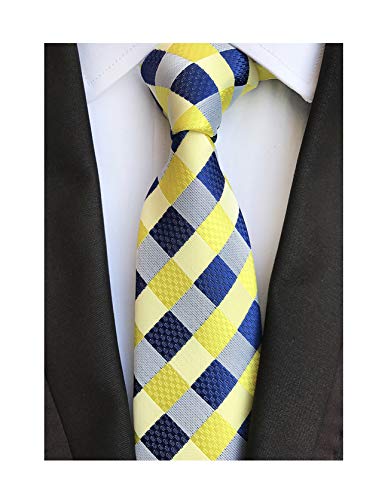 MENDENG Woven Classic Check Business Tie Men's Party Necktie Formal Plaid Ties