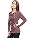 Allegra K Women's Cowl Neck Long Sleeves Buttons Decor Ruched Top Large Red