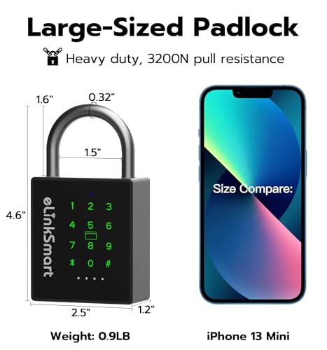 Foxlock Heavy Duty Smart Padlock with Key, Pad Lock with Code Keypad, Weatherproof Bluetooth RFID Keyless Electronic Digital Combination Lock for Gate Outdoor Fence Storage Unit Locker Pool Shed
