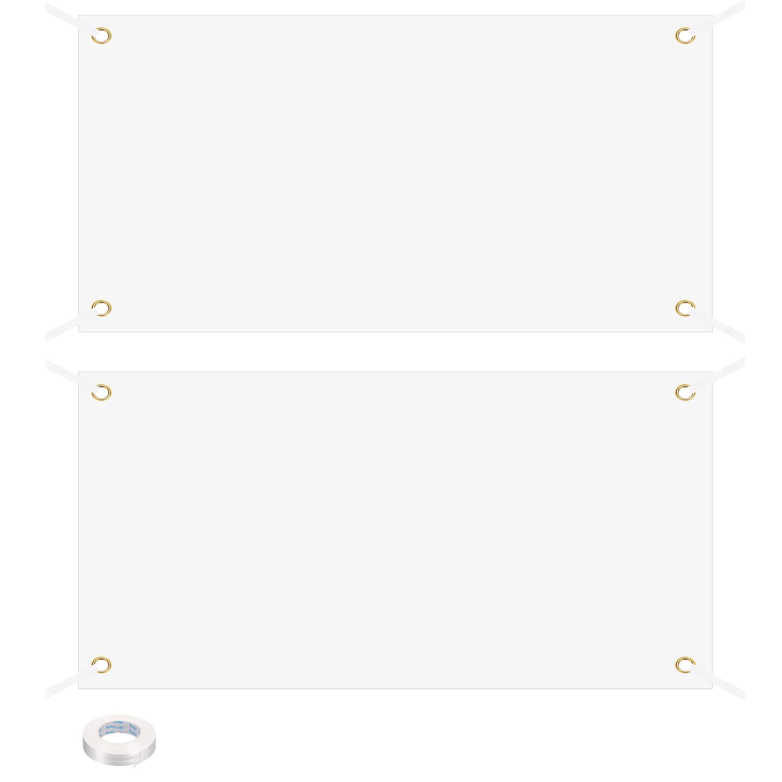 PATIKIL Blank Banners Signs to Decorate 3'x6' Sublimation White Banner with Hanging Rope for Business Outside Outdoor Wall, 2 Set