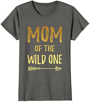 Womens Mom Of The Wild One Funny 1st Birthday Matching T-Shirt XL Asphalt
