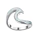 Bamos 925 Sterling Silver Ring Wave Ocean Beach Lab Created white Opal. Silver Ring sizes 5-10