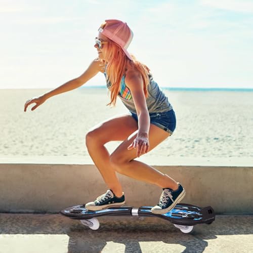 Magnitt Caster Board, Deluxe Junior Skateboard with Illuminating Wheels for More Excitement,Fun and Visibility, Twistboard for Kids 8+, Upgrade Color