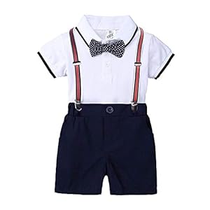 OwlFay Baby Peuter Jongens Outfits Set Pasgeboren Baby Kleding Heren Pak Romper + Jarretje Shorts + Strikje 3 STKS…
