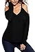 Dokotoo Womens Oversized Cold Open Shoulder Long Sleeve V Neck Loose Knitted Sweater Under 20 Pulover Top Blouse X-Large Black