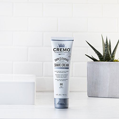 Cremo Unscented Shave Cream With Skin Clearing Formula, Helps Prevent Razor Bumps, Blemishes And Ingrown Hairs, 4 Ounce