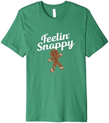 Mens Funny Feelin' Snappy Gingerbread Man Christmas T-Shirt Large Kelly Green