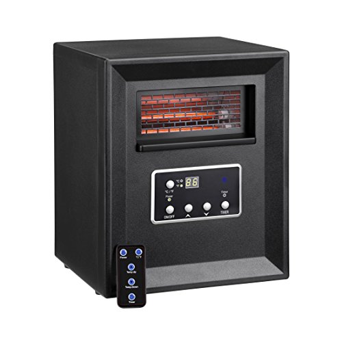 VonHaus 4 Element Infrared Fan Heater with Remote Control, Digital Display and Timer Black Electric Portable Indoor Space Heater
