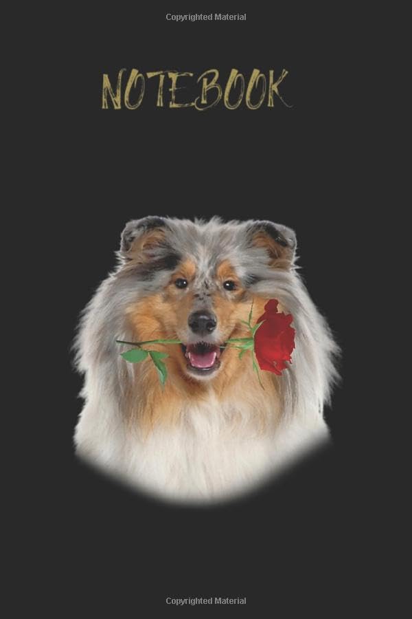 Notebook: Rose Rough Collie Face Smile Rough Collie Dog Valentines Funny Beauty Contestant Gift Notebook for Teens Kids Students Girls & Boy Writing Notes College Ruled 120 page Lined Journal 6 x 9 in
