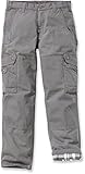 Carhartt Men's Ripstop Cargo Work Pant Flannel Lined, Gravel, 34W X 32L