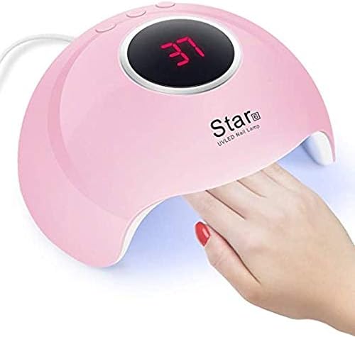 UV LED Nail Dryer, 36 W UV Light for Curing High Power, Quick Drying, Infrared Detection, High Power, Double Light, 12 LED Curing Light, Nail Lamp, Motion Sensor, 3 Timer Settings, USB Type, For Gel Nails, Both Hands and Feet (Pink)