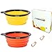 COMSUN 2-Pack Collapsible Dog Bowl, Foldable Expandable Cup Dish for Pet Cat Food Water Feeding Portable Travel Bowl Orange and Yellow