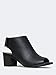 Peep Toe Bootie - Low Stacked Heel - Open Toe Ankle Boot Cutout Velcro Enclosure