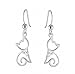925 Sterling Silver Kitty Cat Dangle Earrings Fashion Jewelry for Women, Teens, Girls - Nickel Free