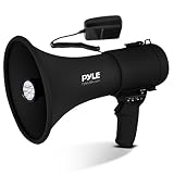 Pyle Portable Compact PA Megaphone Speaker with Alarm Siren & Adjustable Volume - 50W Handheld Lightweight Bullhorn - with Mic, AUX in for MP3 & Rechargeable Battery - Indoor Outdoor Use - PMP561LTB