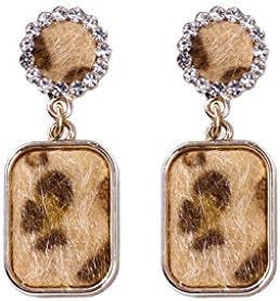 Dchaochao Women Drop Earrings,Leopard,Print Geometric, Round Square Bamboo Maxi Fashion Jewelry
