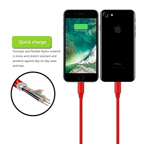image for Ulimag Phone Charger 3Pack 6FT Nylon Braided USB Charging & Syncing Co