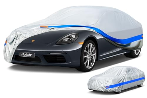 Holthly 10-Layer Outdoor Car Cover, Plush Car Cover, 100% Waterproof, Car Cover Suitable for Coupe Sedan Peugeot RCZ 308CC, BMW Z4, Porsche Boxster 718 Cayman, etc. 3M