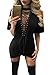 Dearlovers Womens Lace Up Front Half Sleeves Casual Loose Tshirt Dress Medium Black