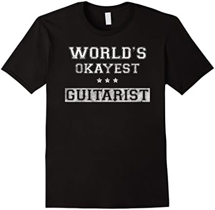 Men's World's Okayest Guitarist T-Shrit - Funny Guitar Shirt 2XL Black