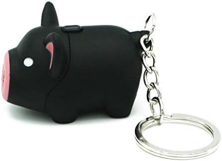 Viawow Pig Handbag Bag Purse Charm with Mini LED Flashlight Lamp Keychain Car Key Ring Chain (Black, K216)