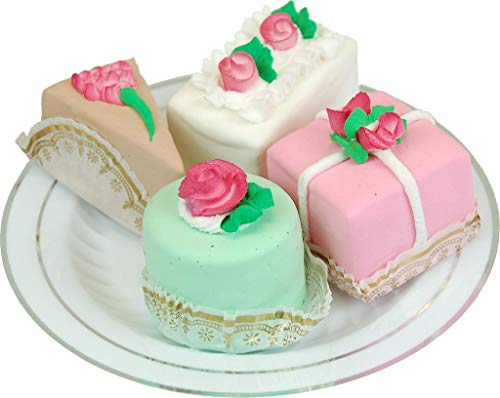 Flora-cal Products Mini Fakey Cakes 4 Pack Fake Petit Fours on Plate Fake Dessert Hand Made Decoration Made in America - Thumbnail 6