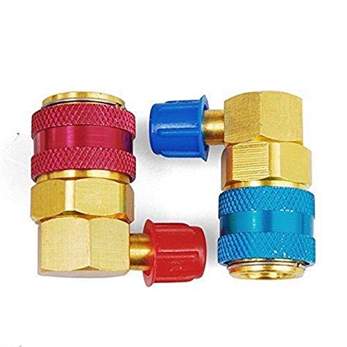 FASTROHY Adjustable R134A AC Quick Coupler Connector Adapters Fitting High Low 1/4 inch SAE HVAC Manifold Gauge Hose Set