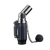 Black Quad Jet Straight Flame Butane Spray Torch Cigar Lighter,1300 Centigrade Windproof Torch