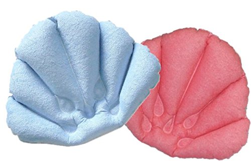 Pack of 2 Inflatable Terry Cloth Bath Pillow with Suction Cups, Neck Support, Colors may vary
