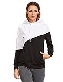 ROMWE Women's Fashion Color Block Pockets Fleece Hooded Sweatshirt