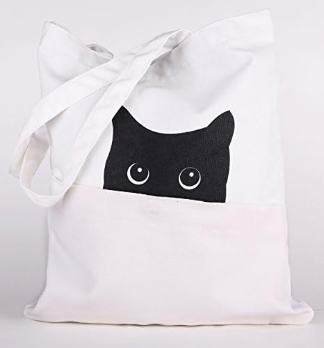 Cat Canvas Tote Bag For Women Canvas Beach Shoulder Tote Bag. Heavy Duty 100% Cotton Canvas Tote Bag. Best Design Bag For Work, School And Beach Bag