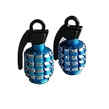 Suriel(TM) 4 Pcs Blue Cool Grenade Shaped Motorcycle Bike Car Tire Tyre Valve Caps