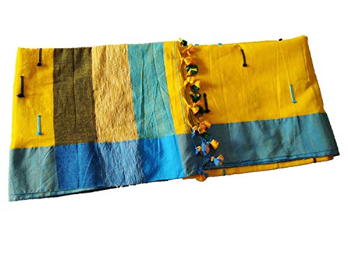 dB DESH BIDESH Women's Tant Cotton Saree with Blouse Piece ( Yellow, Blue, Black) 3 dB DESH BIDESH Women's Tant Cotton Saree with Blouse Piece ( Yellow, Blue, Black) - Image 3