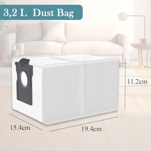 SpeHiate 10 Replacement Dust Bags for Dreame L10s Pro Ultra Heat/ L10s Ultra Gen 2/ X40 Ultra/ L40 Ultra/ X30 Ultra/ X50 Ultra Complete/Mova E30 Ultra Robot Vacuum Cleaner