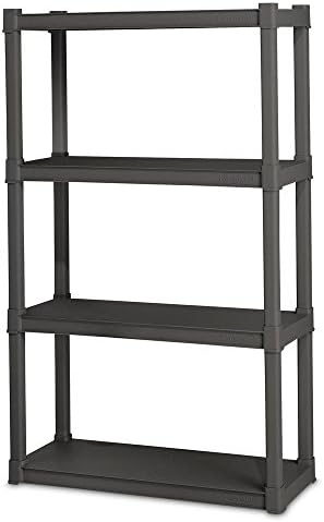 Sterilite 4-Shelf Plastic Shelving Unit | 57 in. H x 34.5 in. W x 14.375 in. D