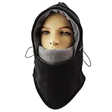 Miracu Heavyweight Balaclava Windproof Ski Face Mask Winter Fleece Hat/Hood Outdoor for Men, Women and Children ,Black & Gray,