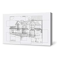 Canvas Wall Art Construction Sketches Canvas Prints Home Artwork Decoration for Living Room,Bedroom - 12x18 inches