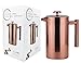 LA JOLIE MUSE French Press Coffee Maker Copper Finished,Double Walled Insulated Stainless Steel Coffee Press,2 Extra Screen Filters,34 oz 8 Cup, Christmas Home Decor Gift