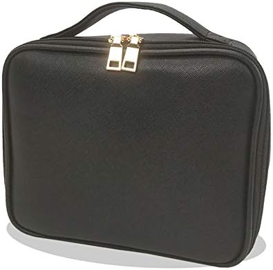 Travel Makeup Bag Portable Cosmetic Bag for Women Travel Makeup Cosmetic Case Organizer Mini Makeup Train Case for Cosmetics Makeup Brush Toiletry Jewelry Digital Accessories (Black)